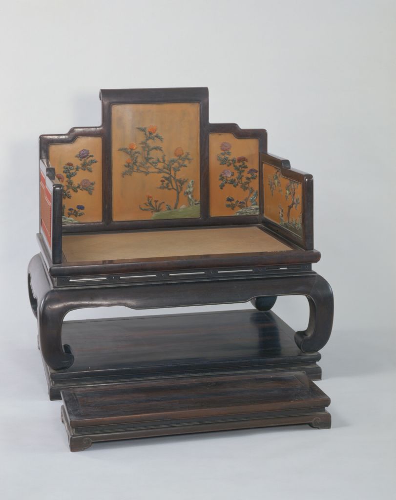 图片[2]-Red sandalwood treasure inlaid with chrysanthemum flower pattern throne-China Archive